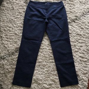 Loft Marisa Ankle navy blue textured pant